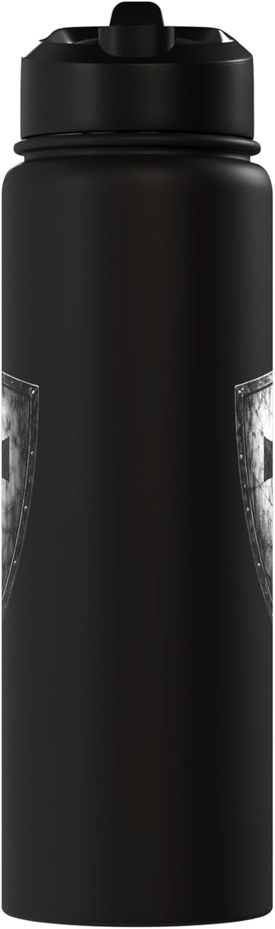 Botella de agua acero inoxidable con emblema de cruz Templar