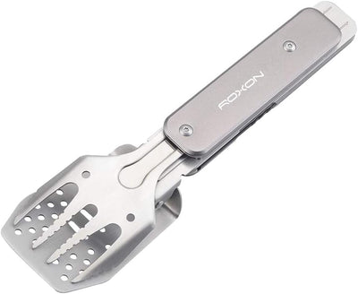 Juego 4en1 herramientas barbacoa plegable gris