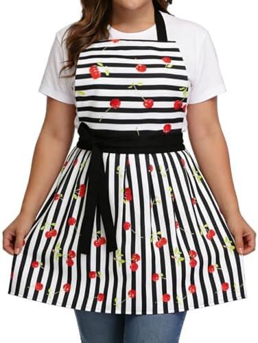 Delantal para mujer talla grande con lazos ajustables para cocina
