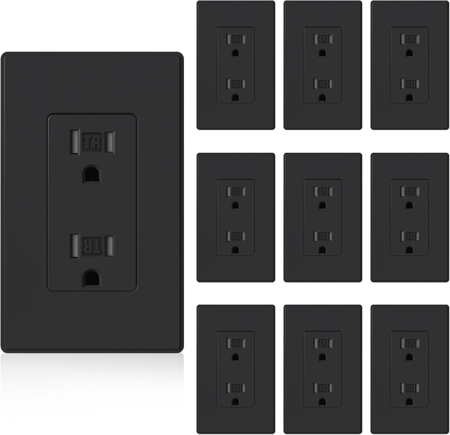 Enchufe decorativo pared negro mate 15A