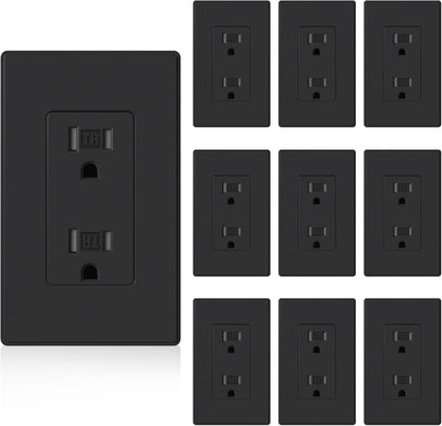 Enchufe decorativo pared negro mate 15A