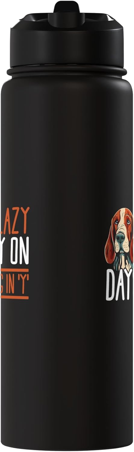 Botella de agua acero inoxidable perro basset hound con mensaje divertido