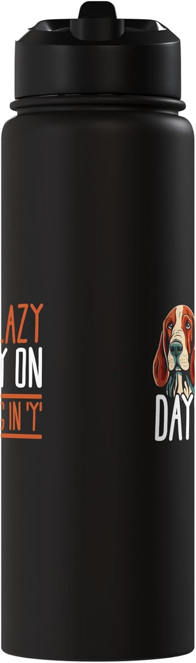 Botella de agua acero inoxidable perro basset hound con mensaje divertido