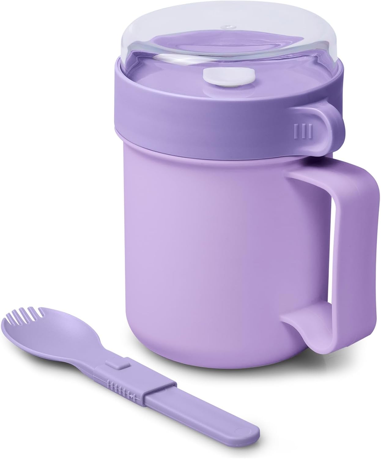 Taza sopa microondas con tapa cuchara plegable 17.63oz lila