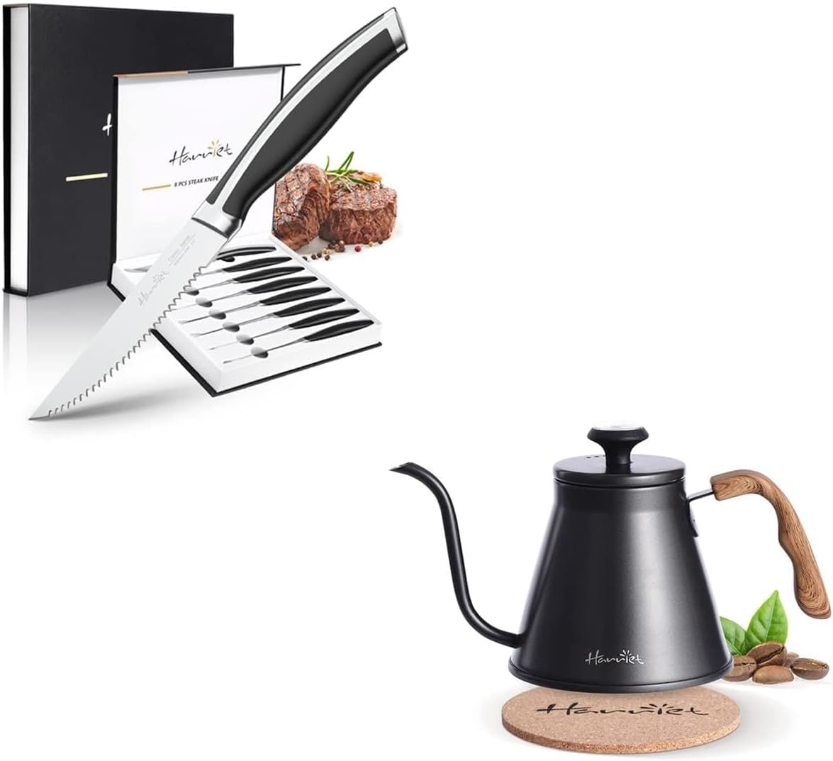 Set Cuchillos Carne Hervidor Cuello Cisne Negro