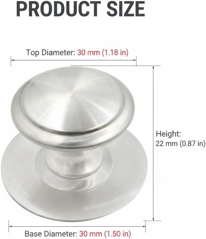 10 Manijas Adhesivas Acero Inox Redondas Plateadas