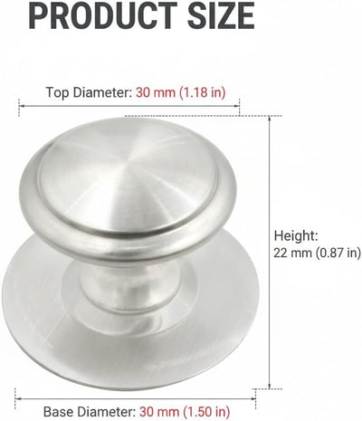 10 Manijas Adhesivas Acero Inox Redondas Plateadas
