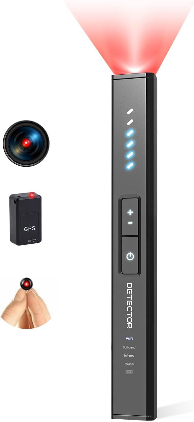Detector de cámaras y GPS 6 modos para hotel viaje automóvil negro