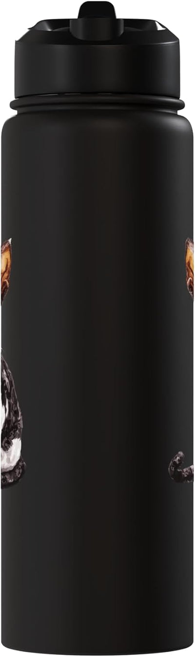 Botella agua acero inox aislada con imagen gato esfinge