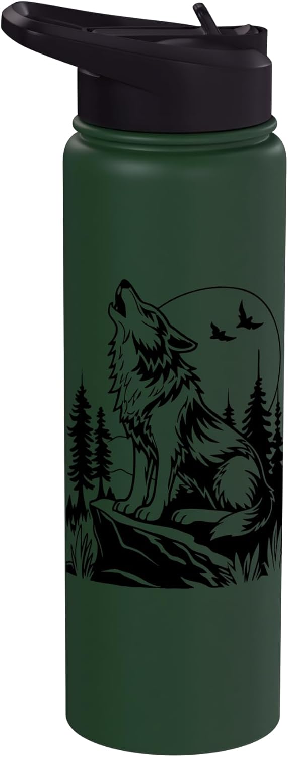 Botella agua acero inox aislada con diseño luna
