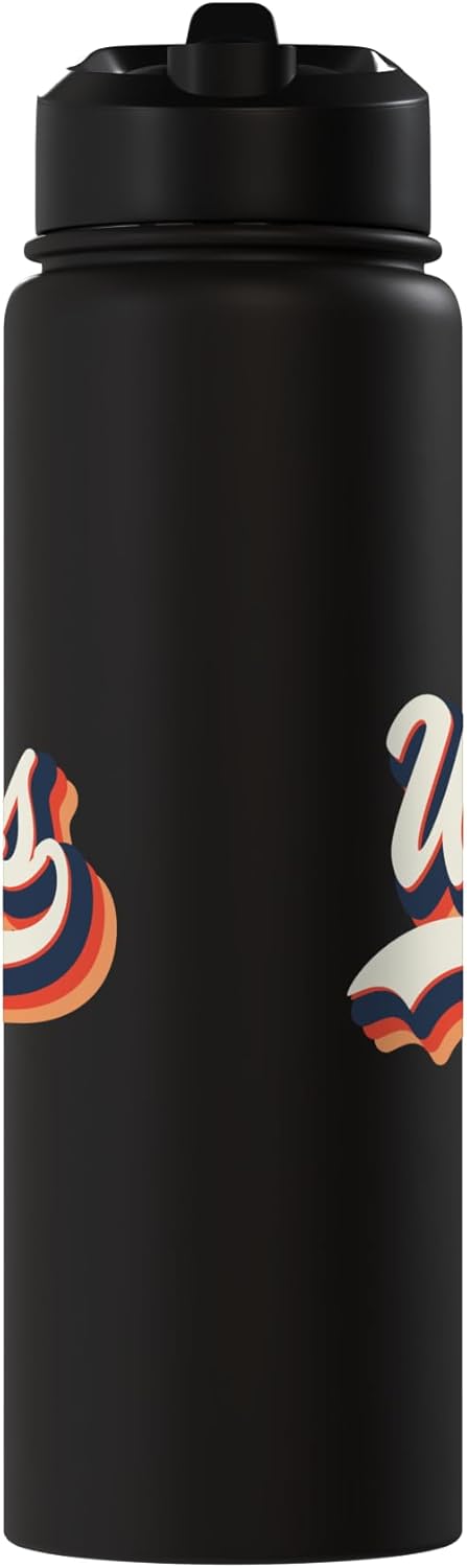 Botella de agua personalizada retro con nombre en acero inoxidable