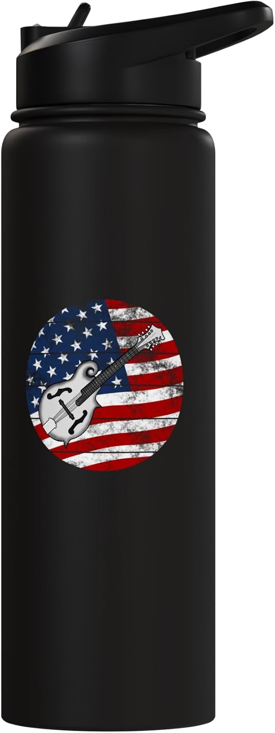 Botella de agua aislada patriótica Mandolin USA