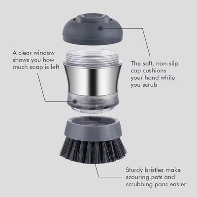 Dispensador jabón acero inox cepillo palma limpieza casa