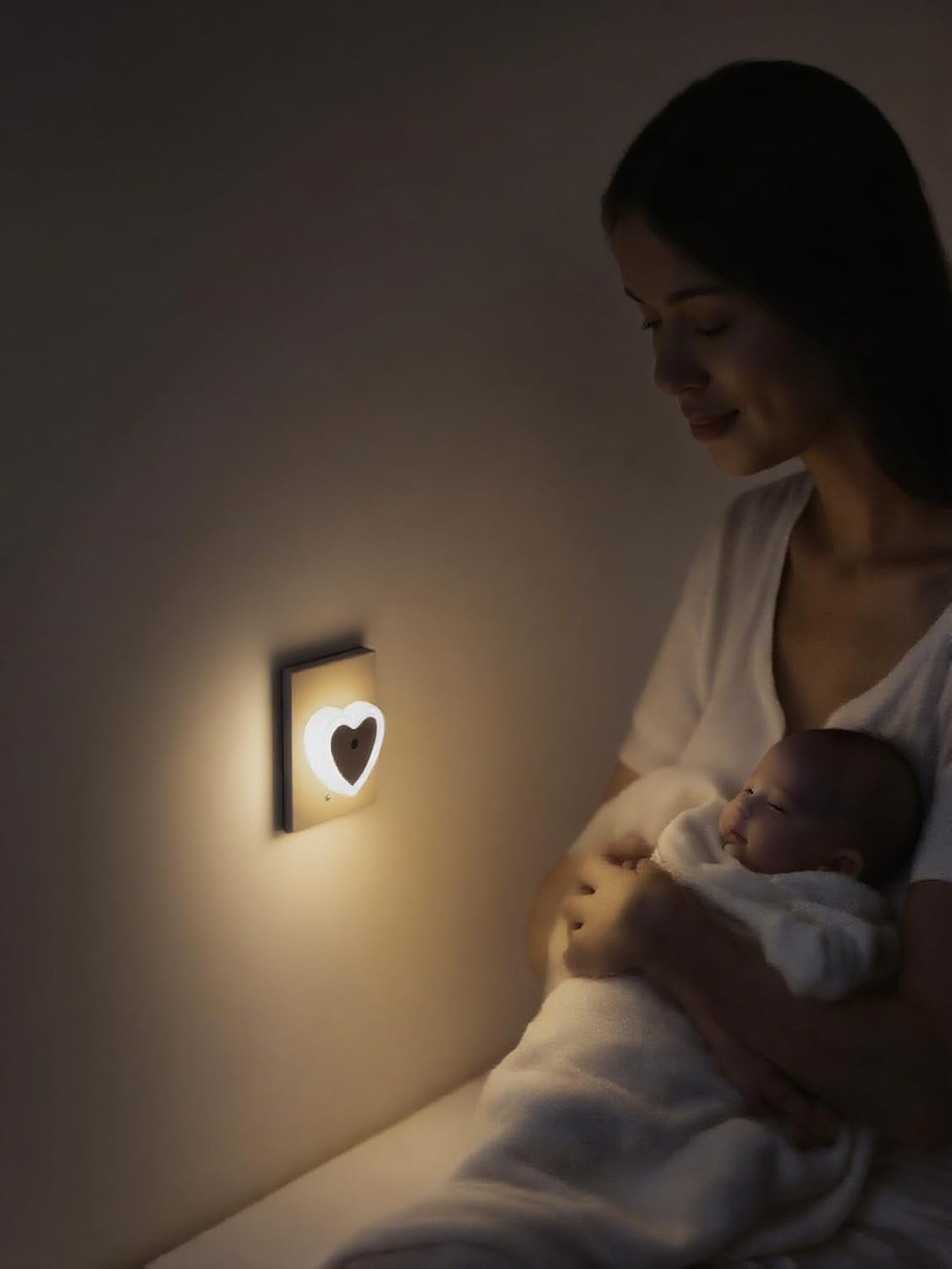 Luces nocturnas LED enchufables forma corazón sensor automático