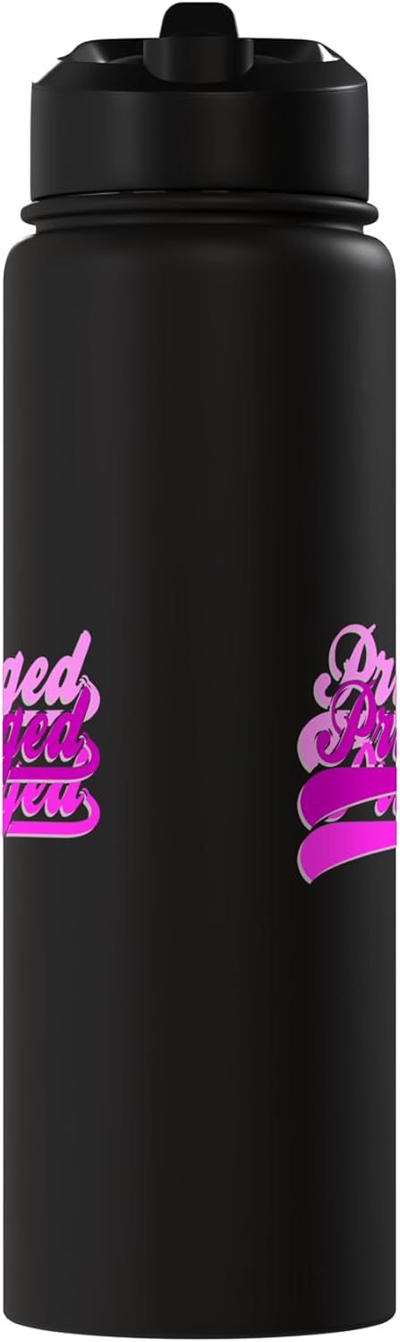 Botella agua acero inox aislada color rosa