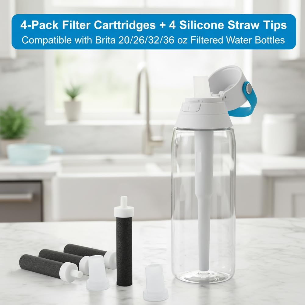 Filtros y boquillas de silicona para botellas Brita 4 unid