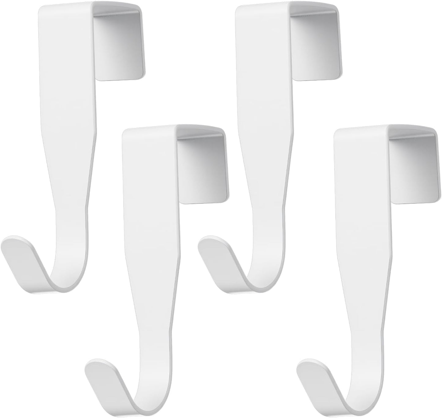 4 Pzas Gancho Acero Carbono para Puerta 0.6pulg Blanco