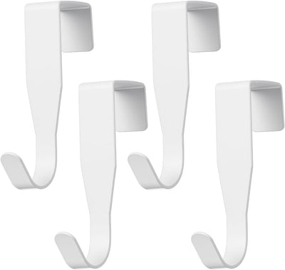 4 Pzas Gancho Acero Carbono para Puerta 0.6pulg Blanco
