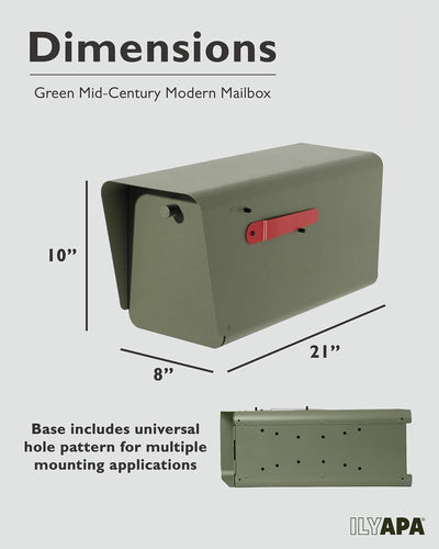 Buzón metal verde bisagras acero inox puerta magnética