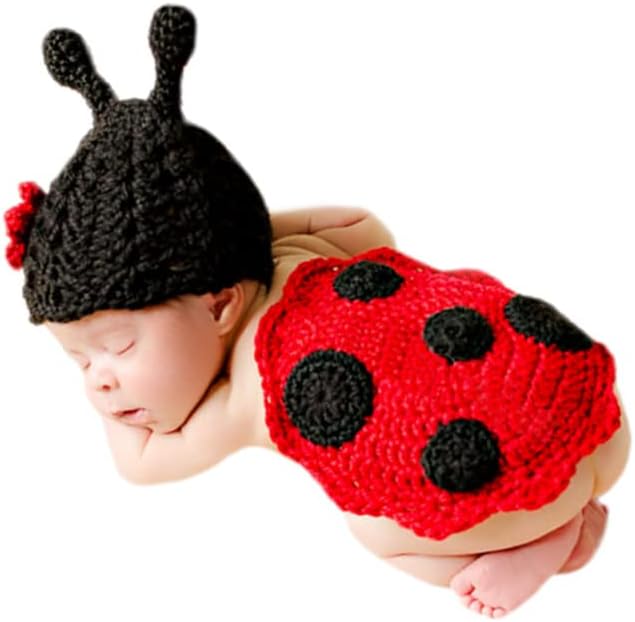 Accesorios foto bebé Navidad traje ganchillo unisex rojo