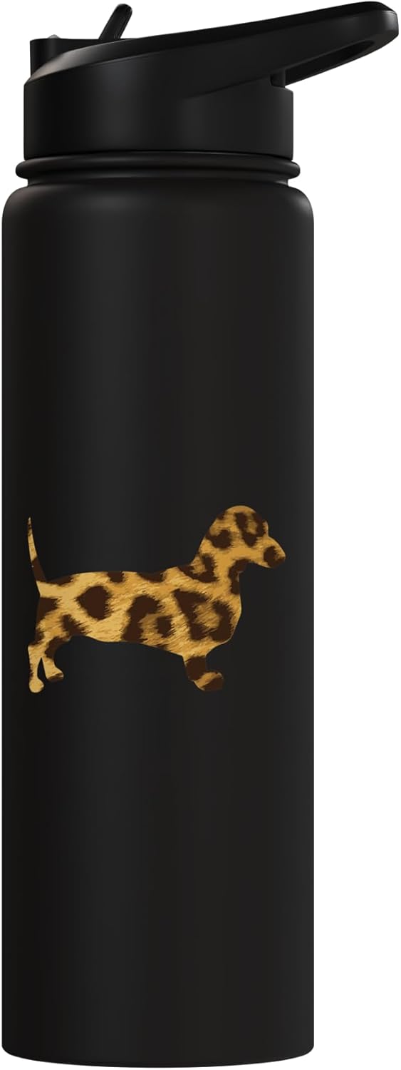 Botella de agua aislada para perros con estampado de dachshund