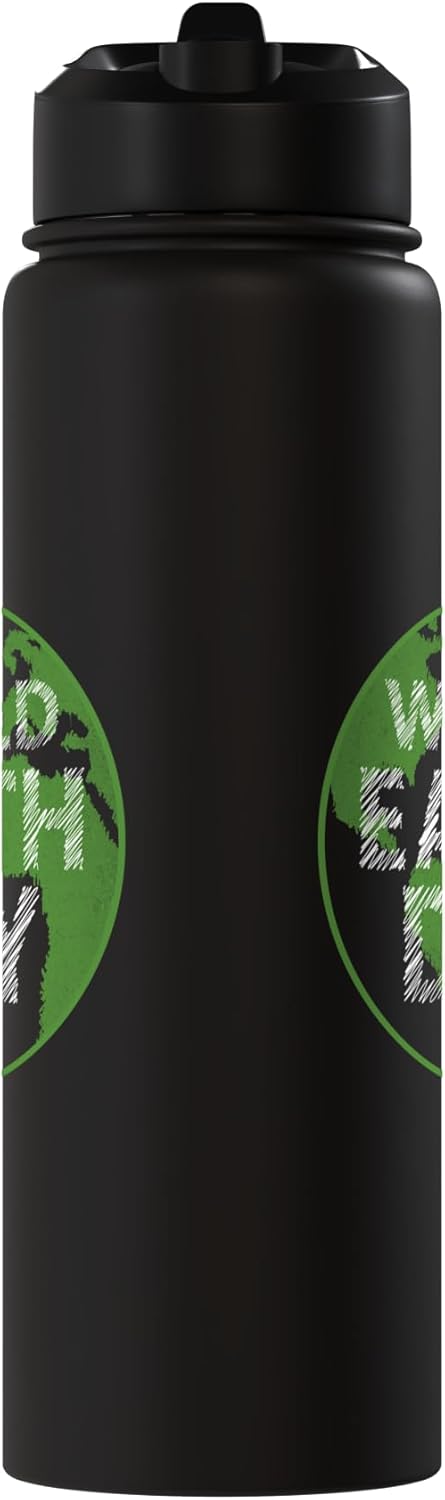 Botella de agua acero inoxidable aislada Día de la Tierra