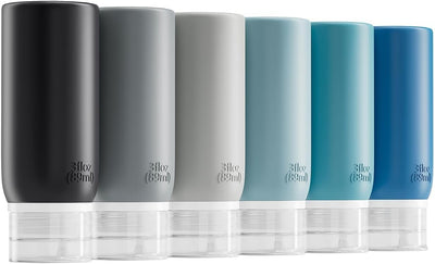 6 Botellas Viaje 3oz TSA Aprobadas Silicona Recargables