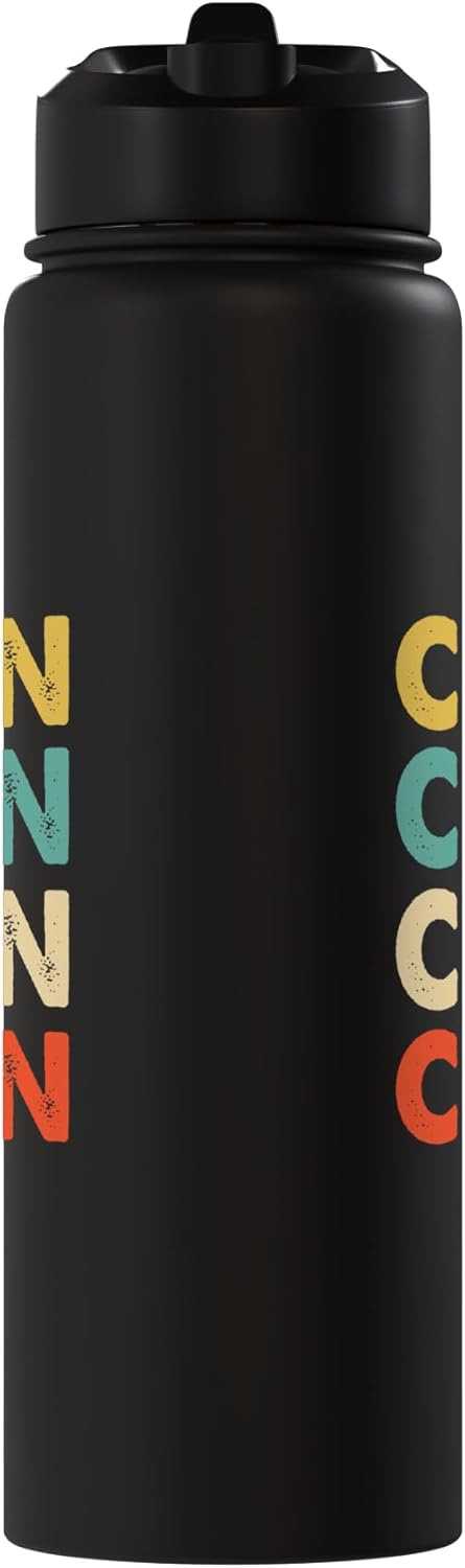Botella de agua acero inoxidable Cian Name aislada