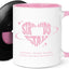 Taza de café Swico con posavasos retro para vinilos, blanco y rosa, 11 oz