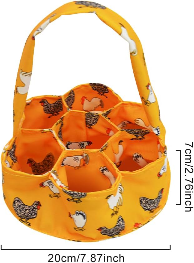 Cesta huevos lona 7 bolsas mango extendido huevos frescos