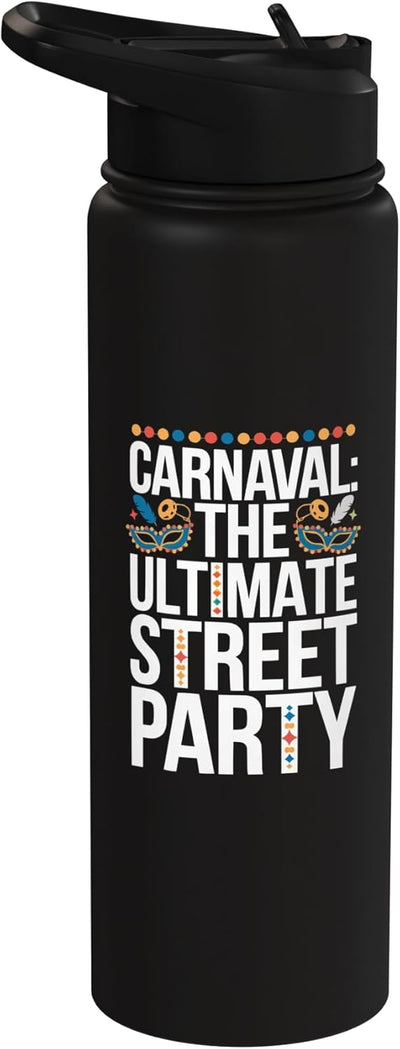 Botella de agua acero inoxidable aislada samba carnaval brasil