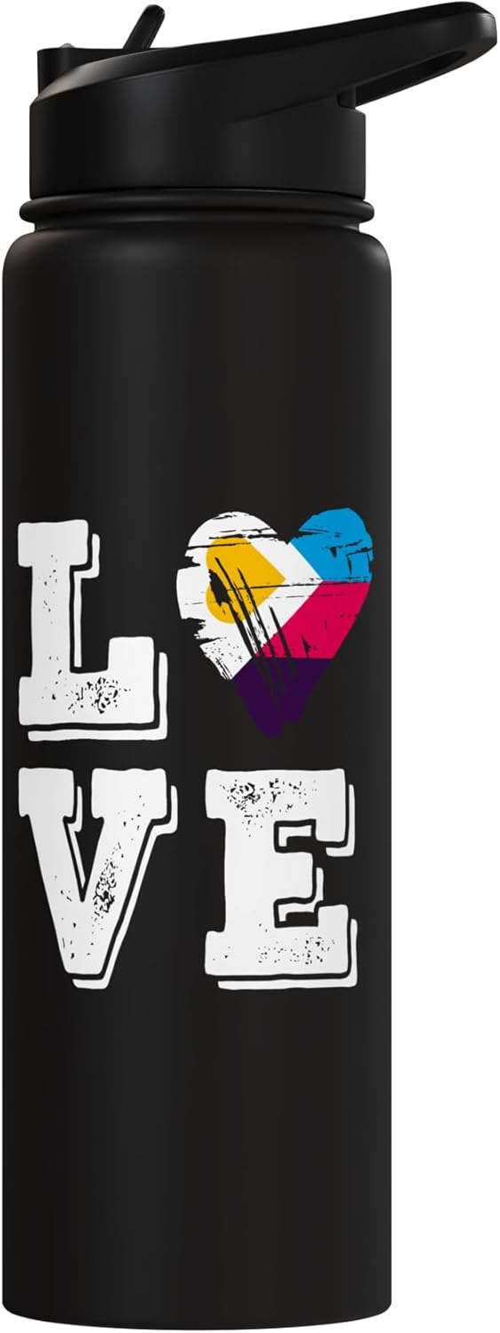 Botella de agua acero inoxidable amor poliamoroso