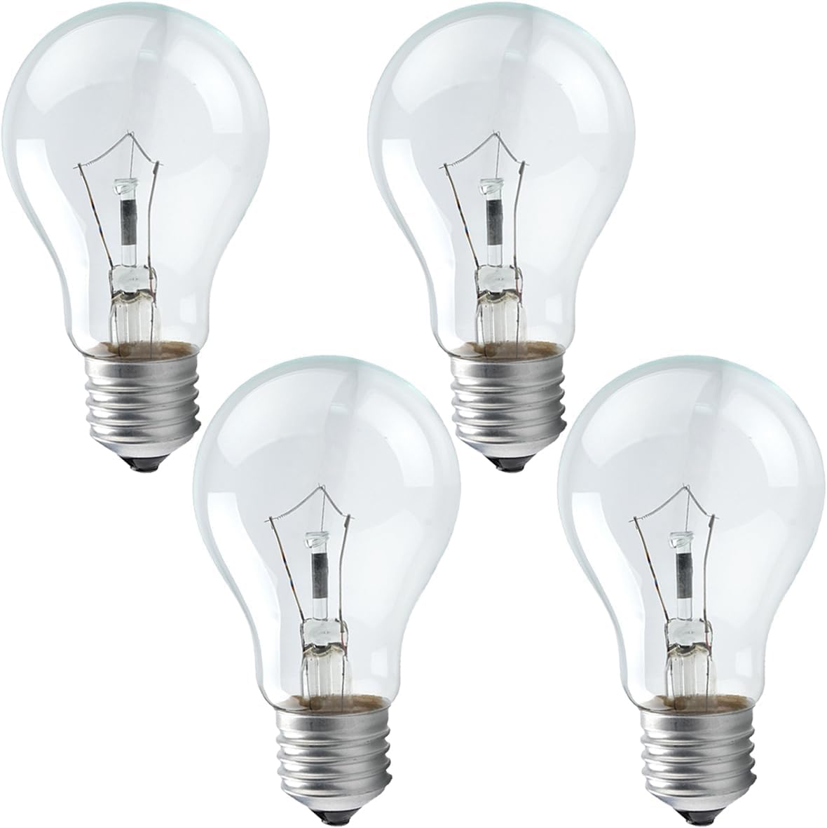 4 Bombillas Incandescentes A19 E26 100W Blanco Suave Regulables