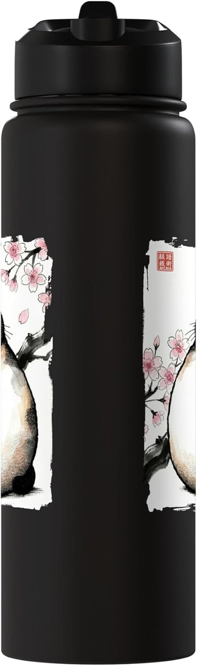 Botella de agua acero inoxidable vintage estilo ukiyoe gato chonky