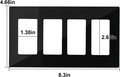 Placa pared sin S 4 segmentos negra para Leviton 80312