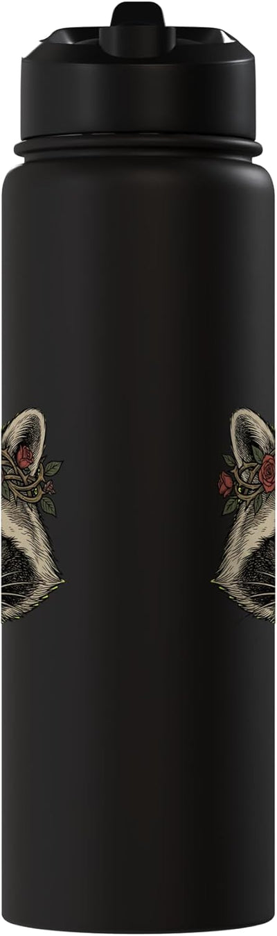 Bottella de agua aislada con corona floral de acero inoxidable