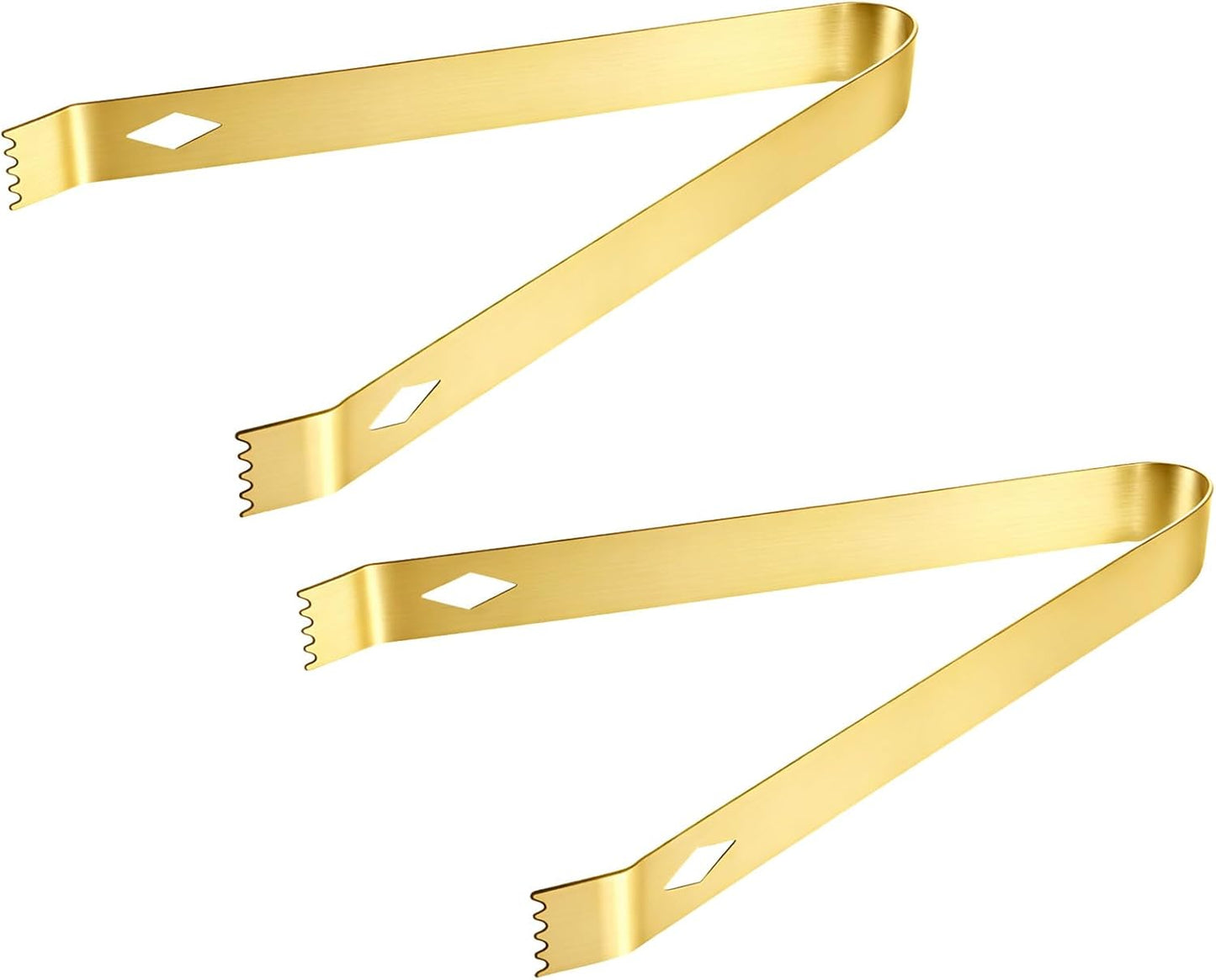 2 Pinzas Acero Inox 6pulg para Servir Alimentos Dorado