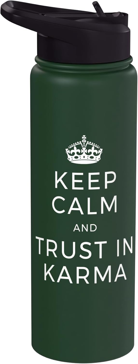 Botella de agua acero inoxidable aislada yoga meditación karma