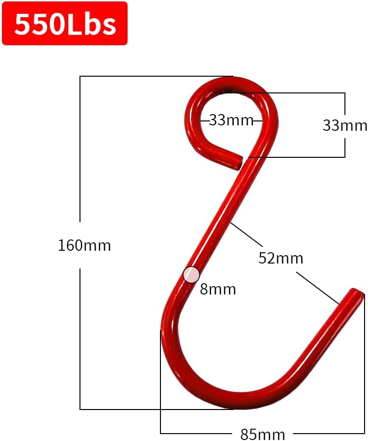 Ganchos en S acero resistente rojo 550lb cocina baño garaje