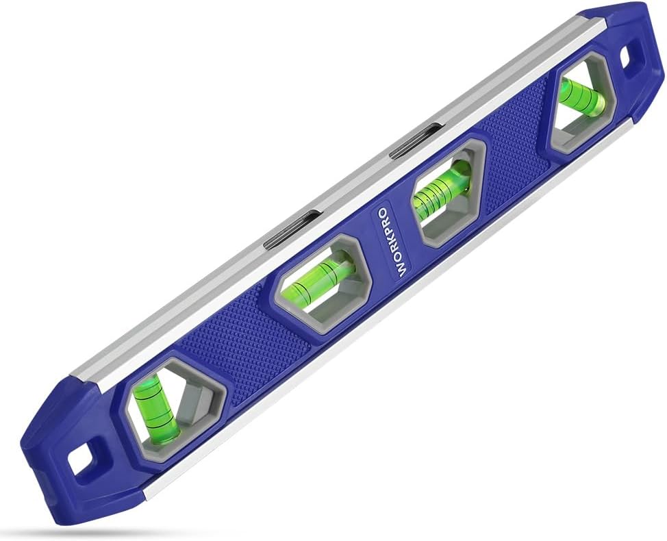 Nivel torpedo 12pulg magnético plomería 4 burbujas azul