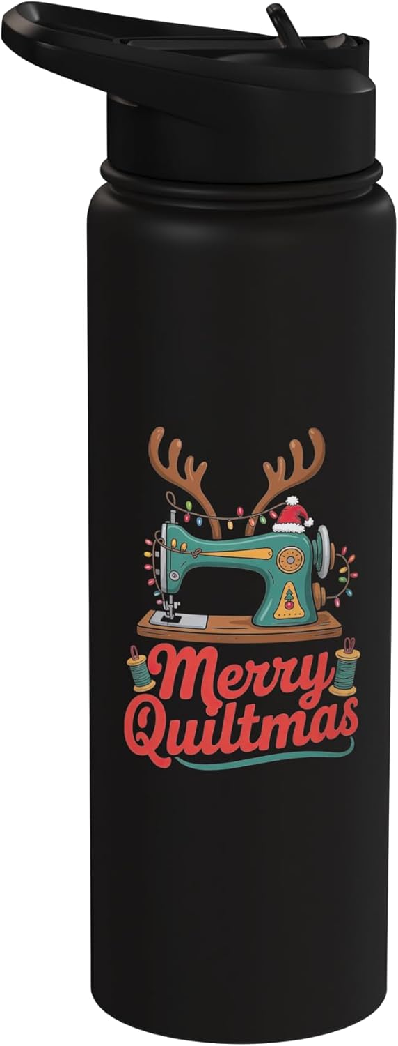Botella de agua acero inoxidable aislada navideña con Santa