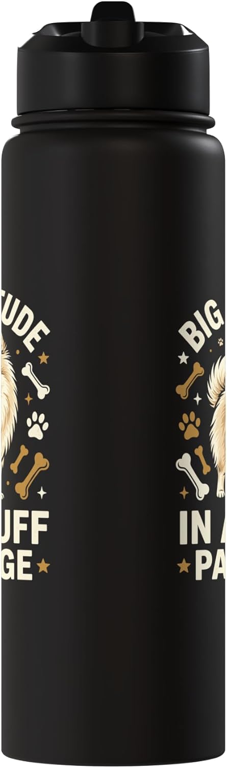 Botella agua acero inox aislada para perros Pomeranian