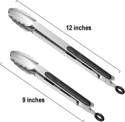 Juego pinzas acero inox 9x12pulg antideslizante parrilla