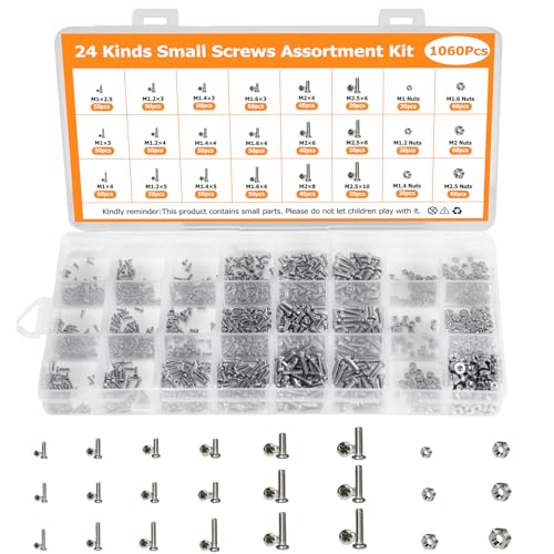 Set 1060 Pzas Tornillos Acero Inox M1-M2.5 Electrónica