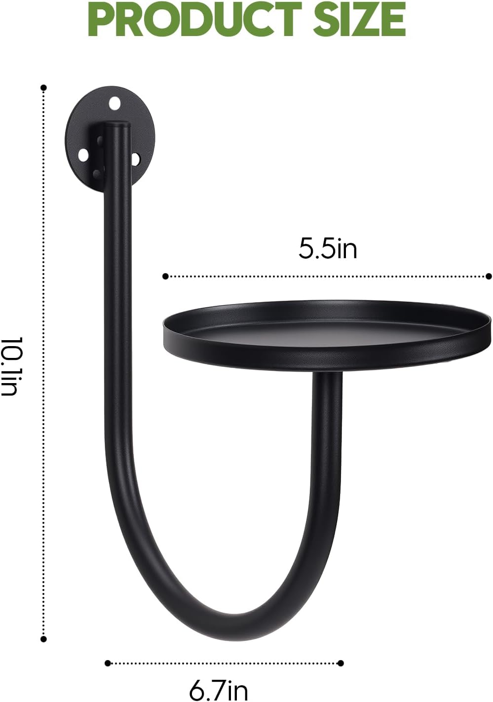 Soporte plantas pared y colgadores interior exterior 3 Pzas negro