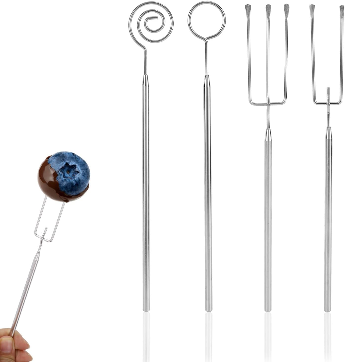 4 Herramientas Inmersión Chocolate Acero Inox Cuchara Espiral