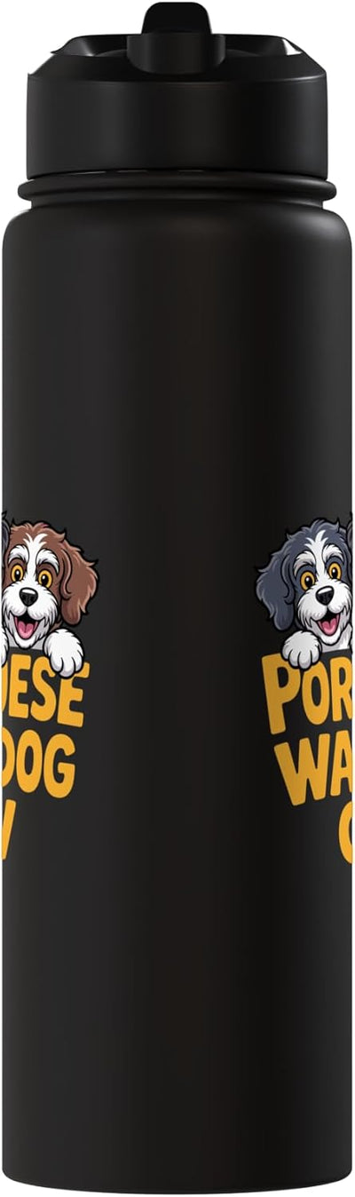 Botella de agua acero inoxidable con perro curly PWD
