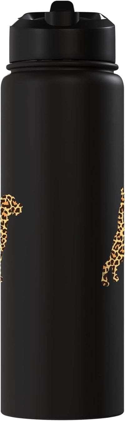 Botella de agua aislada para mujer con estampado de leoparda y perro