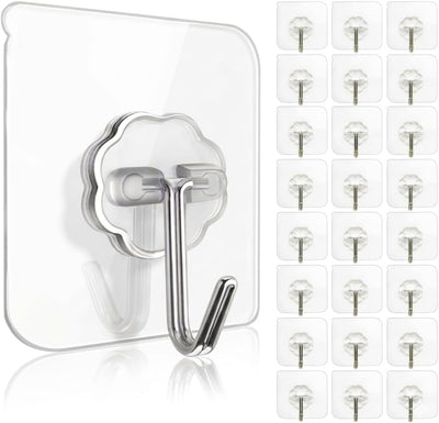 Ganchos adhesivos plástico transparente pack 16