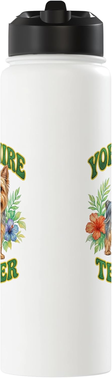 Botella de agua acero inoxidable con diseño floral boho para perros